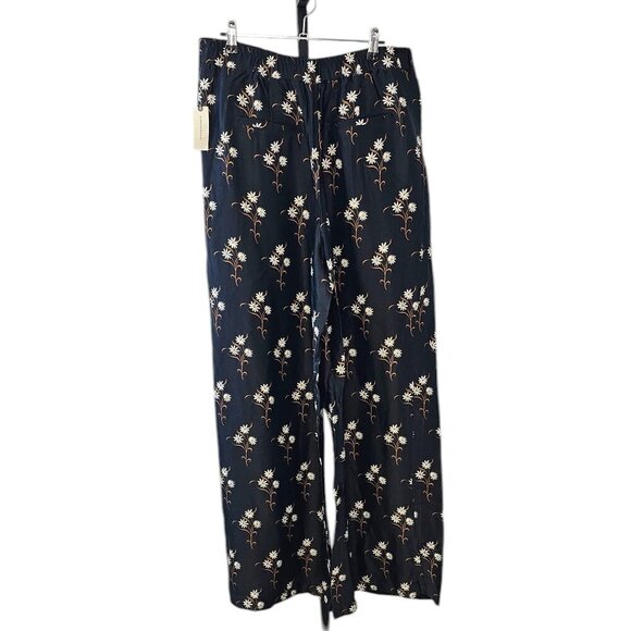 Antrhopologie Silky High-Rise, Floral, Wide Leg High Rise Pants, Black, 14, NWT - Picture 1 of 12